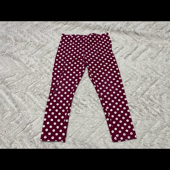 Carters 24 month burgundy leggings with white flowers - Picture 2 of 2